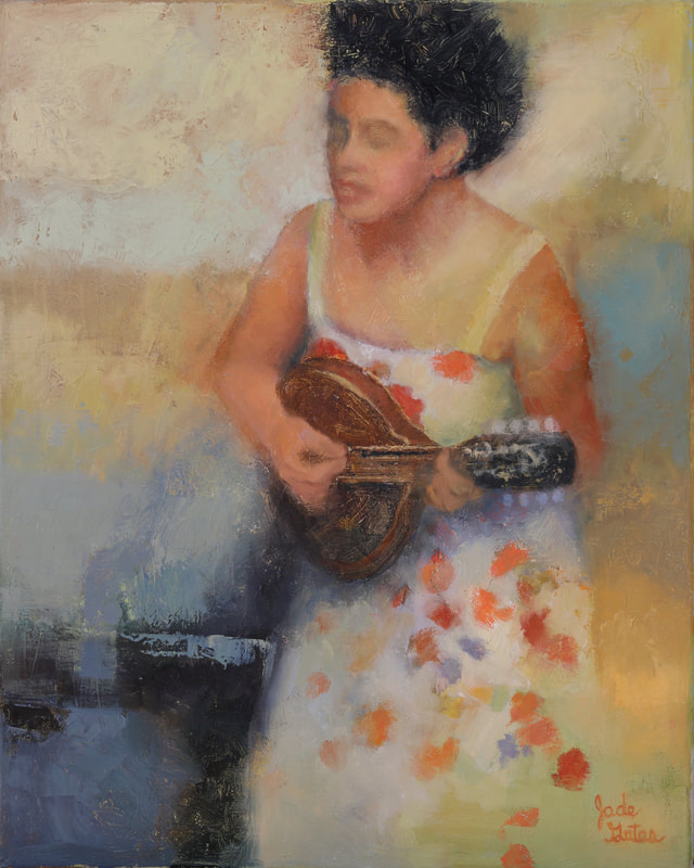 woman playing the mandolin