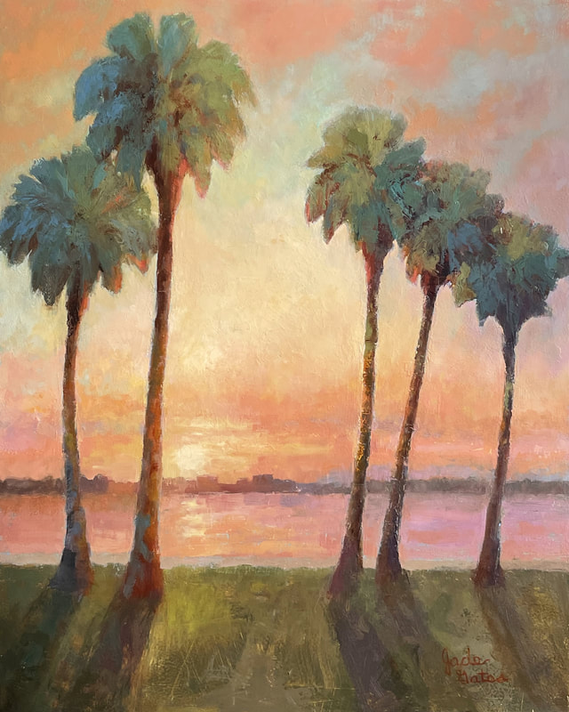 tropical painting, Sarasota, Florida painting, palm tree painting