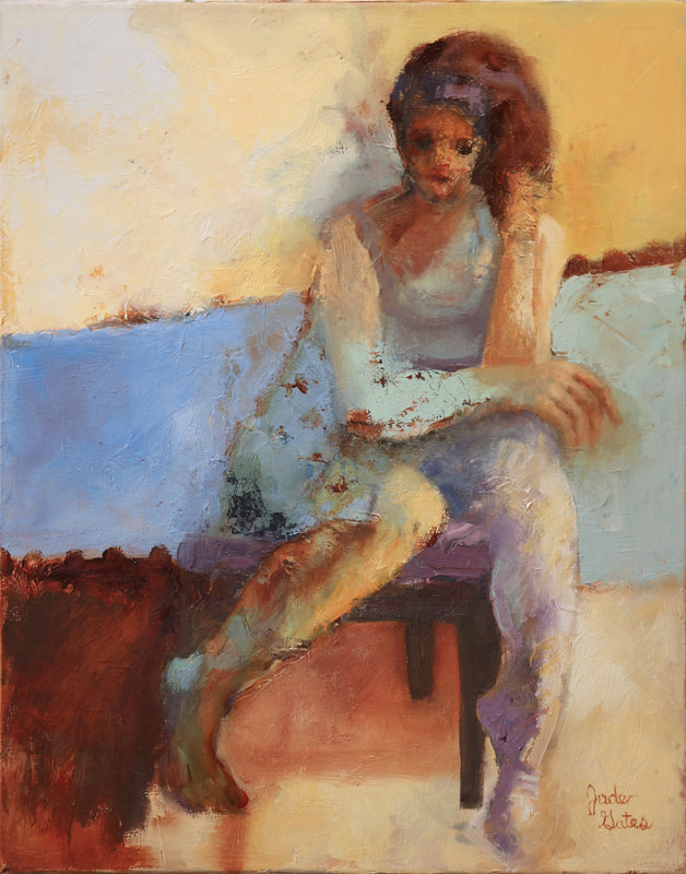 oil painting of women sitting and thinking