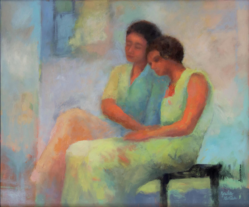 oil painting of two women